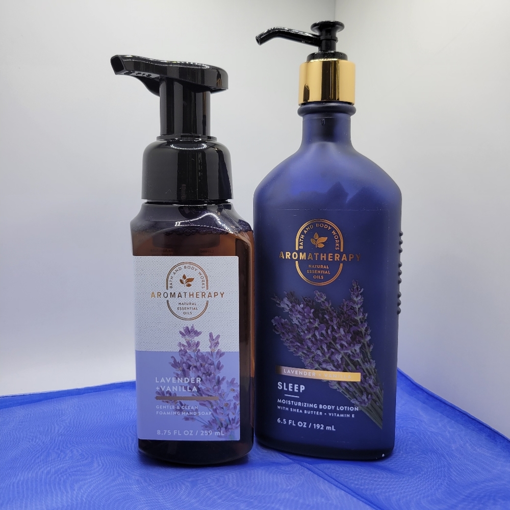 Bath & Body Works Aromatherapy Lavender+Vanilla Hand Soap & Body Lotion Set